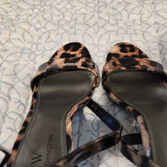Worthington Patent Leopard Ankle Strap Sandal Heels - Picture 8 of 8
